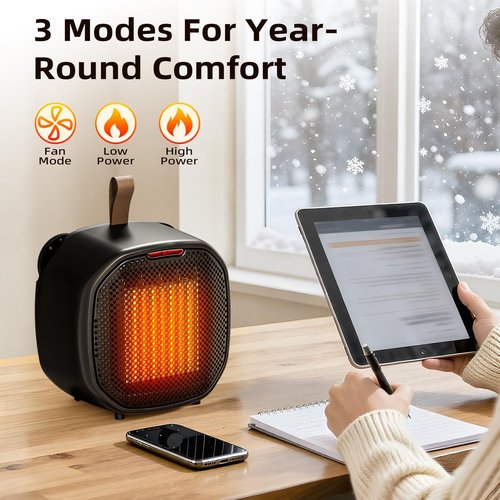 ZAFRO Space Heater, Portable Heater Electric Ceramic Fan Small Heaters Handle Indoor Use, Tip-Over & Overheat Protection, 60℉-87℉ for Home/Office