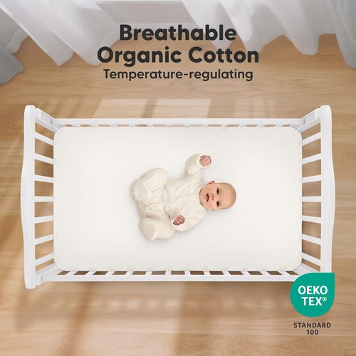 KeaBabies Organic Crib Sheets - 2-Pack Fitted Jersey Cotton for Boys & Girls | Soft, Breathable, Cute Prints (Dragon Tale) 52x28
