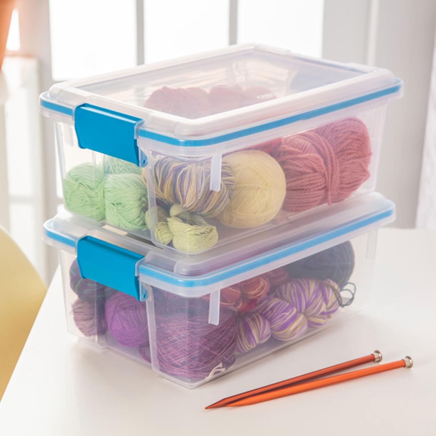 Sterilite 6-Pack Gasket Box - Weather-Resistant Storage Bins with Latching Lids | 12 Quart Heavy-Duty Organizers for Home & Office