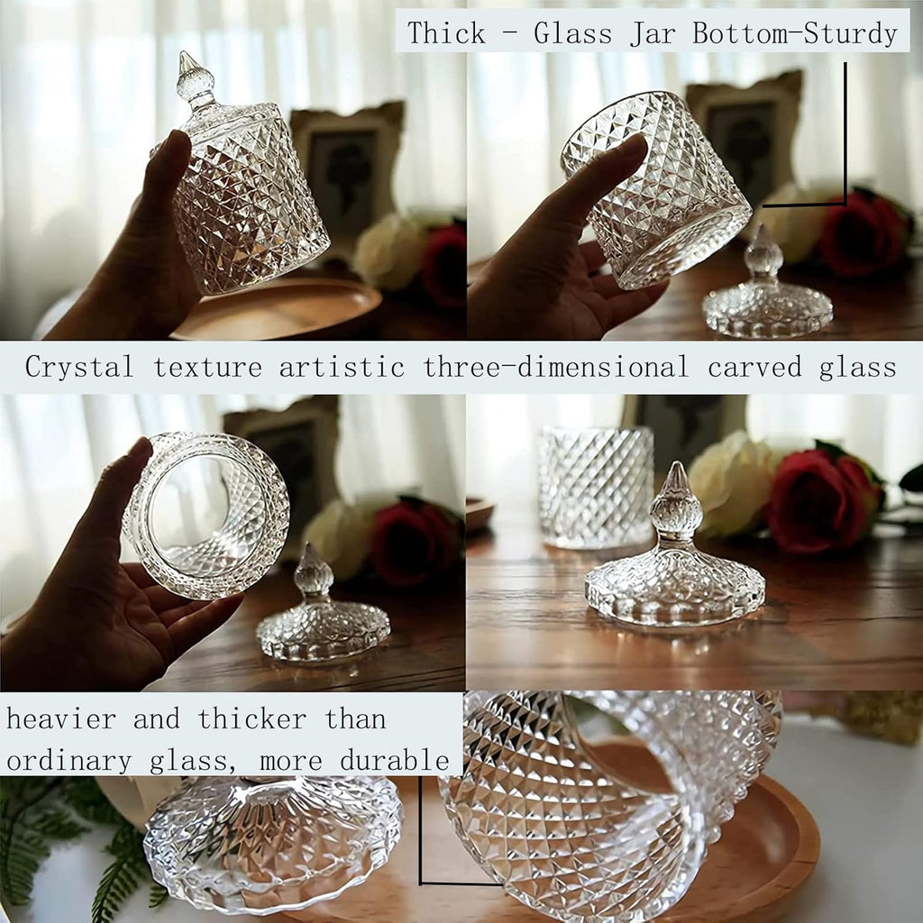 Qtip Holder - Thick Glass Apothecary Jars with Lid | 2 Pack for Bathroom Decor & Storage