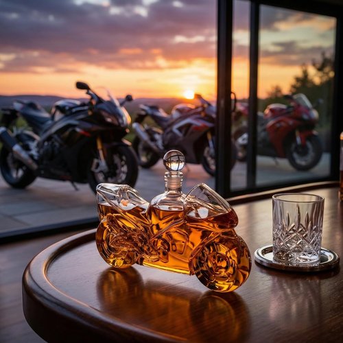 Motorcycle Decanter Whiskey & Wine Decanter, Motorcycle Gifts, Harley Davidson Motorbike Gifts, Dispenser for Wine, Scotch, Bourbon, Whiskey Biker Themed Gifts for Men, Dad, Birthday