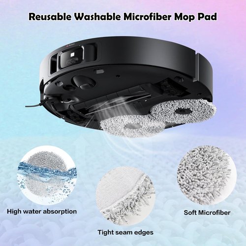 8 Pack Mop Pads for Dreame L40/X40/X50/L50/X30/L20/L40s Ultra/L10s Pro Ultra/L10s Ultra Gen2/X60 Max Ultra, for Mova V50/E40/P10/P50 Pro Ultra, Robot Vacuum Reusable Microfiber Mop Cloth Accessories