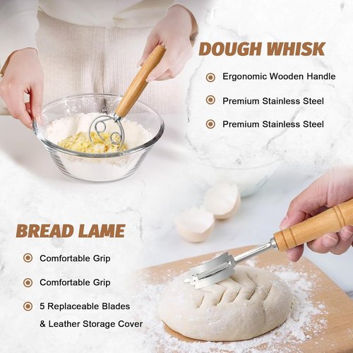 **Sourdough Proofing Basket Set - 9" Round & 10" Oval Banneton with Bread Lame & Accessories**