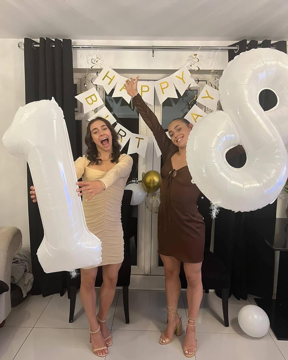 Number 6 Foil Balloon - 40 Inch White Giant Balloon for 6th Birthday Party Decorations