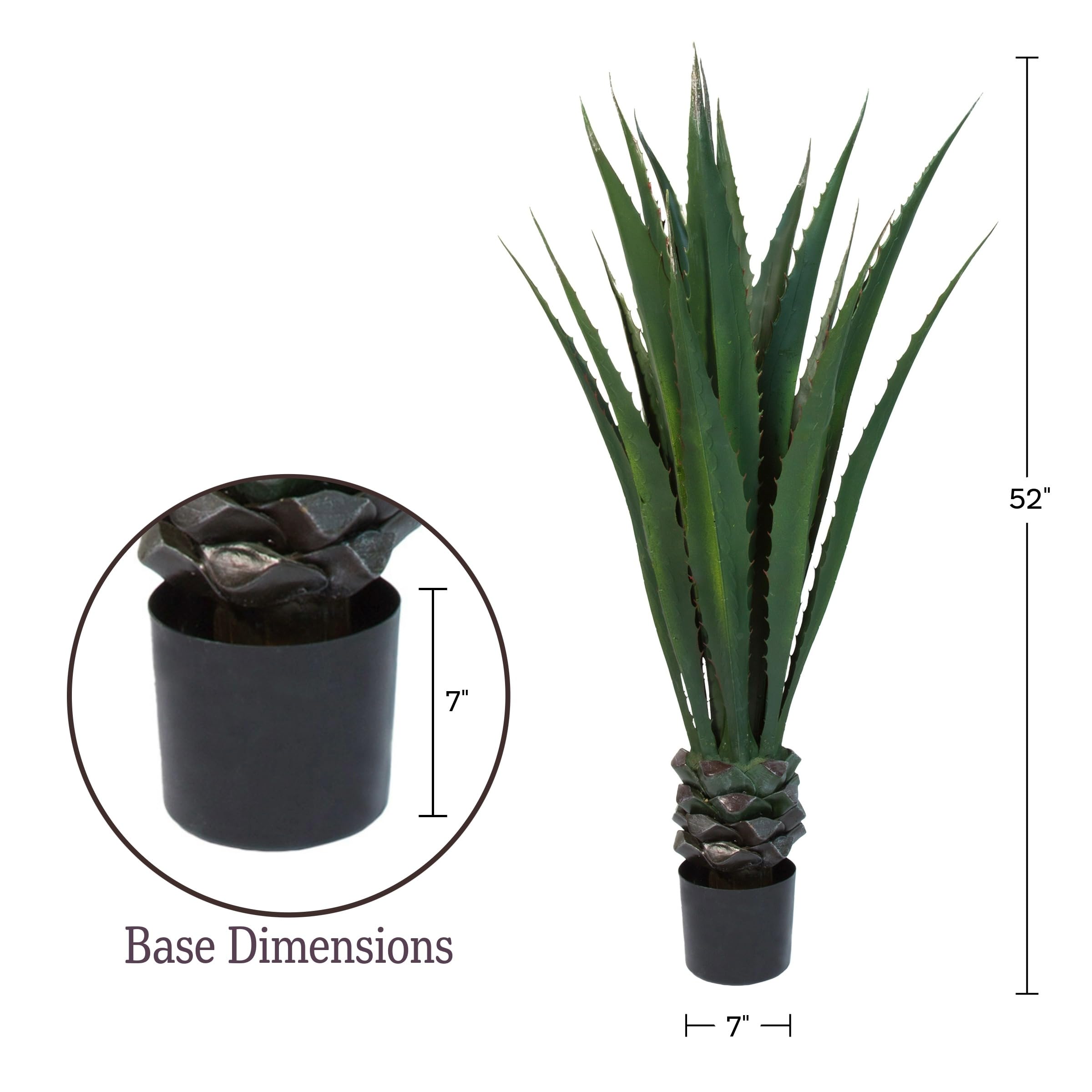 Pure Garden Giant Agave Fake Plant - 52-Inch Faux Succulent with Pot - Modern Artificial Trees for Home Decor Indoor and Outdoor Blend Southwestern Style