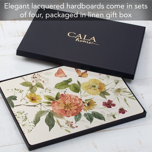 Cala Home Blessed by Nature Premium Decorative Hardboard Tabletop Placemats 4 Pack Manufactured in The USA Artistic Easily Wipes Clean
