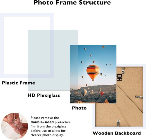 JCJMY Picture Frame - 8.5x12 White Wall & Tabletop Display | Shatter Resistant Plexiglass, Versatile Mounting Options