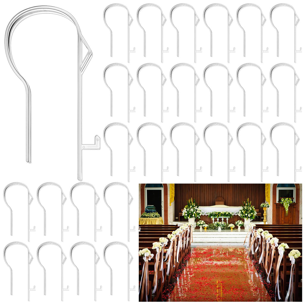 Vercraft 36 Pcs Wedding Church Pew Clips Bulk Heavy Duty Plastic Hooks Clear Chair Wreath Hanger Pew Flower Holders for Wedding Ceremony Church Aisle Chair Table Bow Garland Decorations