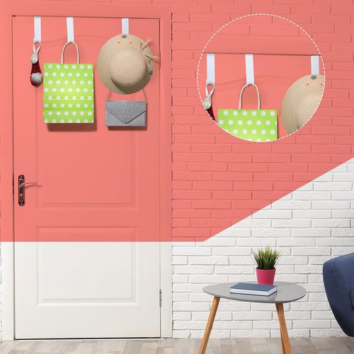 Jetec Over The Door Clothes Hooks - 8 Pcs White Plastic Hanger Set for Home & Kitchen | 4.72 Inch Long