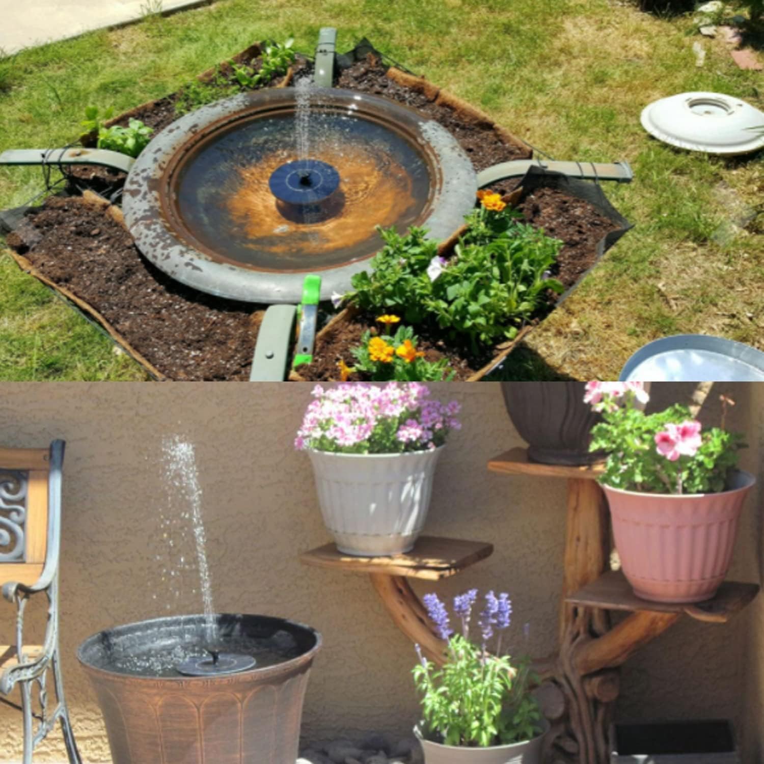 Skiennix Solar Fountain - Solar Powered Bird Bath Pump with 4 Nozzles & 1.4W Solar Panel | Ideal for Garden, Pond, Pool