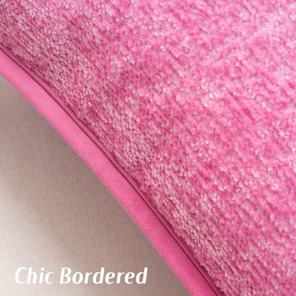 FUTEI Hot Pink Chenille Throw Pillow Covers 18x18 Inch Set of 2,Soft Cozy Bound Edge Design Cushion Case,Home Decor for Couch Bed Living Room