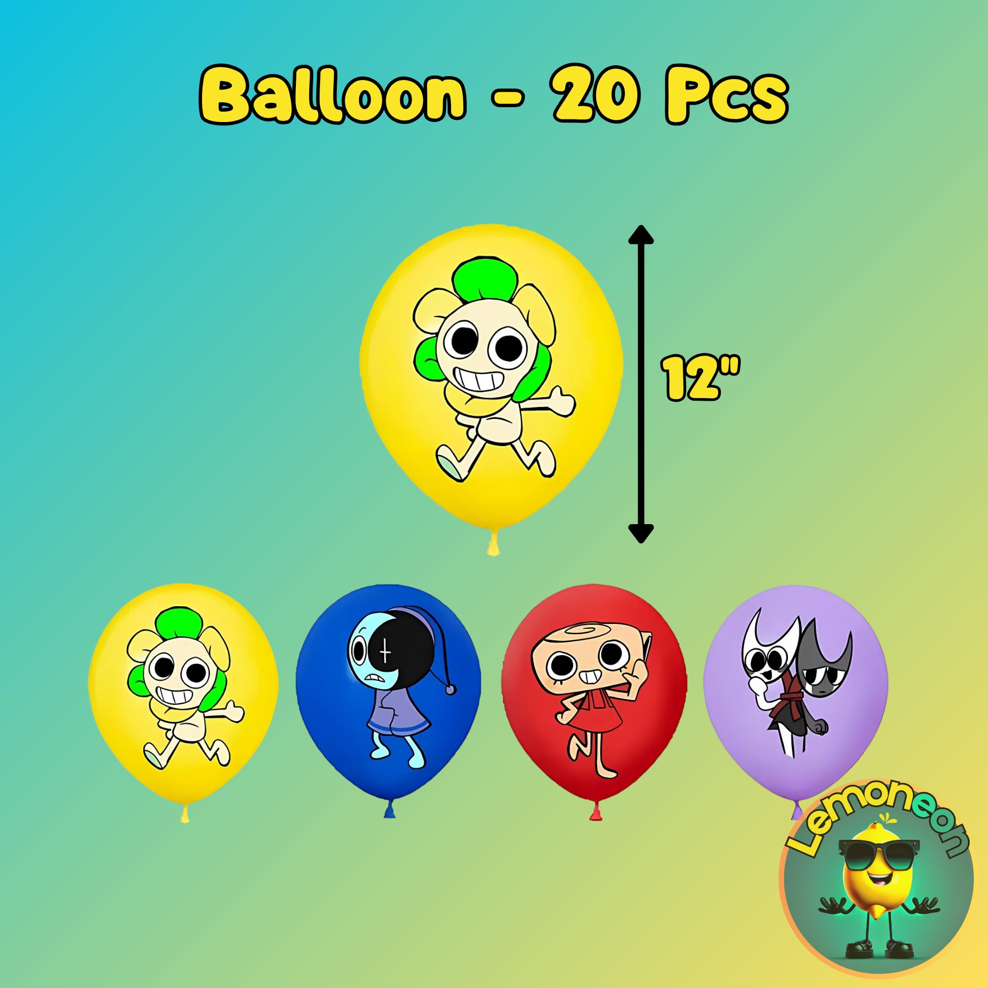 Lemoneon Birthday Party Decorations Supplies Happy Birthday Banner Cake Cupcake Toppers Balloons Background