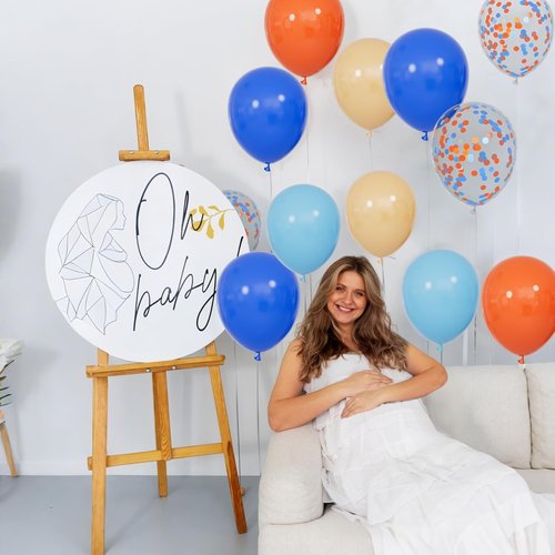 68Pcs Blue & Orange Balloons - 12 Inch Nude & Deep Light Blue for Birthday & Graduation Decor