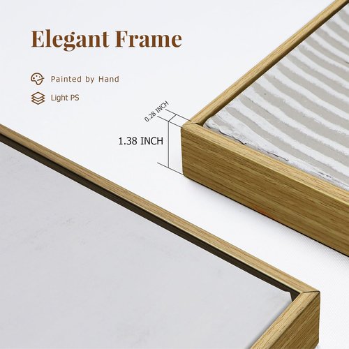 Framed Neutral Abstract Wall Art - Large 3D Curve Canvas Paintings for Living Room | 28 x 40 Inch, Ready to Hang
