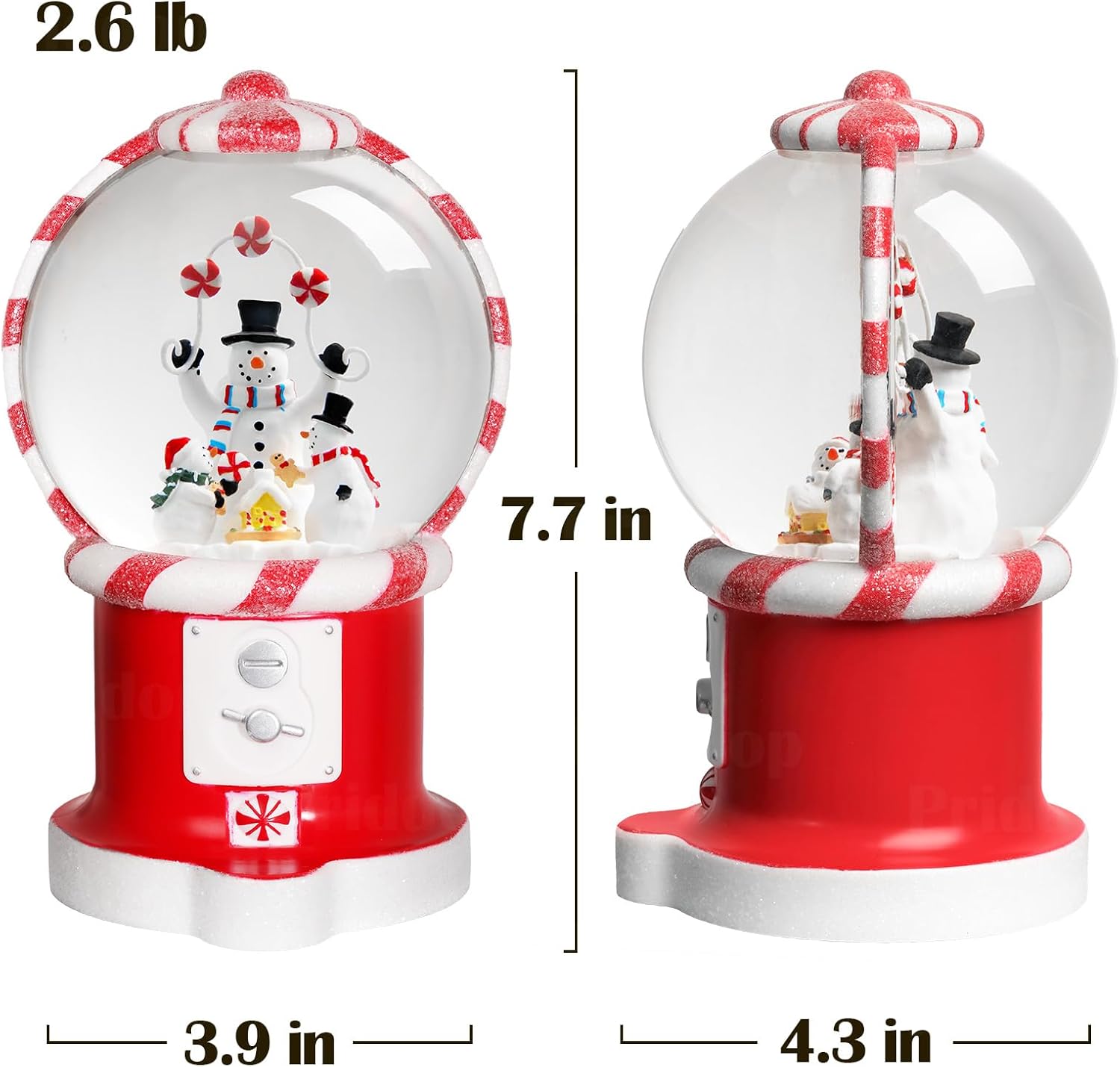 Priddop Snowman Snow Globe | Musical Christmas Decoration - 7.8 Inch USB/Battery Operated Glitter Gift