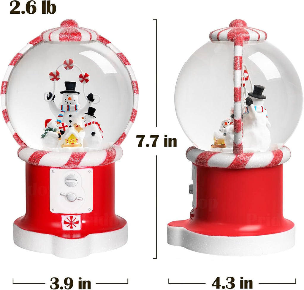 Priddop Snowman Snow Globe | Musical Glitter Christmas Decoration - 7.8 Inch USB/Battery Timer