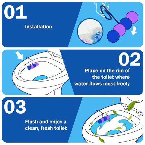 SCENTORINI 4-in-1 Toilet Bowl Cleaner Rim Hanger, Hanging Automatic Toilet Bowl Freshener, 4 Ocean & 4 Lavender Scent, Toilet Bowl Cleaning Balls Long-Lasting up to 30 Days