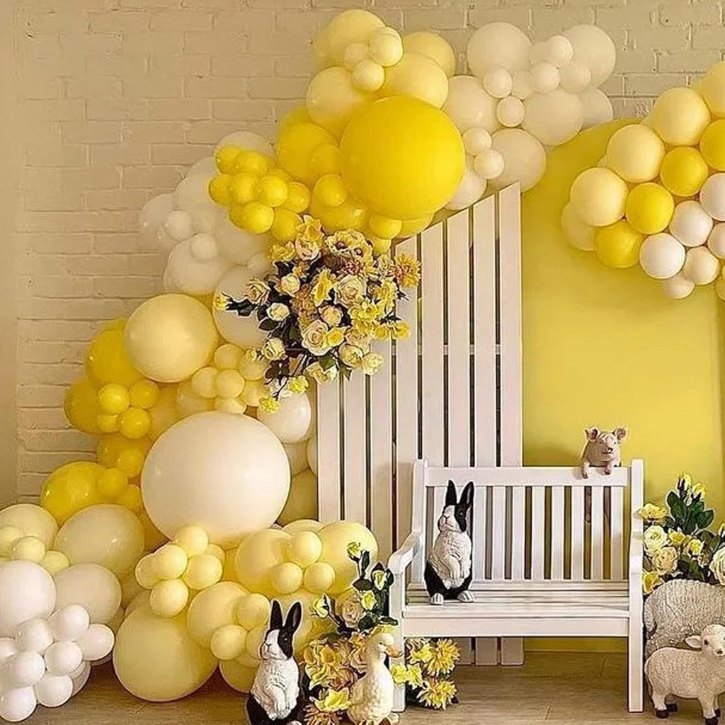 Voircoloria Pastel Yellow Balloon Garland Kit - 130pcs Latex Balloons in Various Sizes for Parties & Events