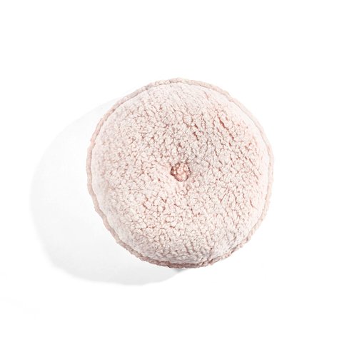Lush Decor Button Soft Sherpa Decorative Throw Pillow, 15" Round, Blush - Circle Pillow - Blush Pink Throw Pillow - Sherpa Pillow - Soft Fluffy Throw Pillows For Bed, Couch, Or Chair