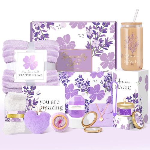 Happy Birthday Gifts for Women, Self Care Gifts Get Well Soon Unique Relaxing Spa Gift Basket Set, Christmas Gift for Women Birthday Care Package Ideas for Mom Wife Grandma Friends Sister Pink