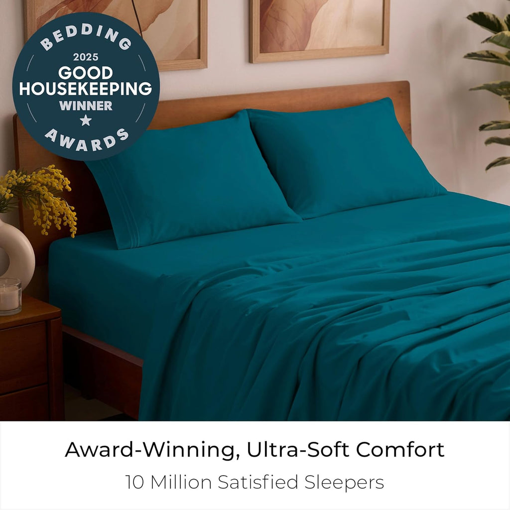 Mellanni Full Sheets Set - Iconic Collection Luxury Bedding | Extra Soft, Cooling, Wrinkle-Resistant (Teal)
