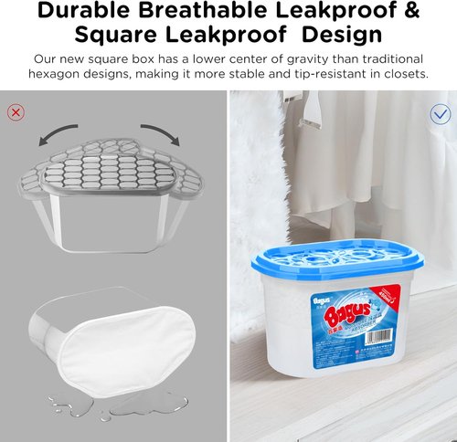 Moisture absorbers Boxes (6 Pack) - 10.5 Oz, Dehumidification Box, Moisture Absorber for Closet, Bathroom, Storage, Kitchens, Basement, Laundries, Spaces, Studies, Car, Boats, RVs, Boat. (6 Pack)