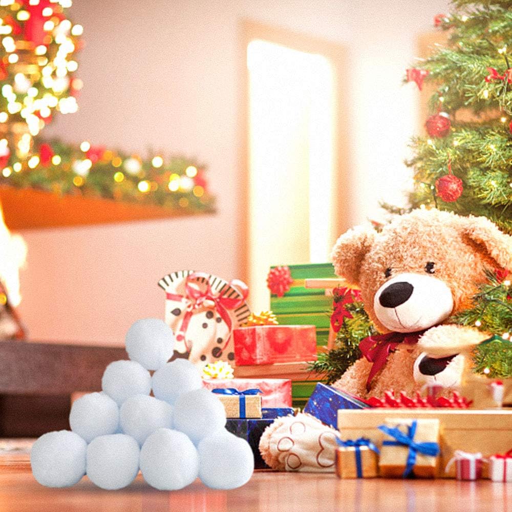 YBB 20 Pack Christmas Fake Snow Balls - 2 Inch Realistic Plush Balls for Winter Decor & Snow Games