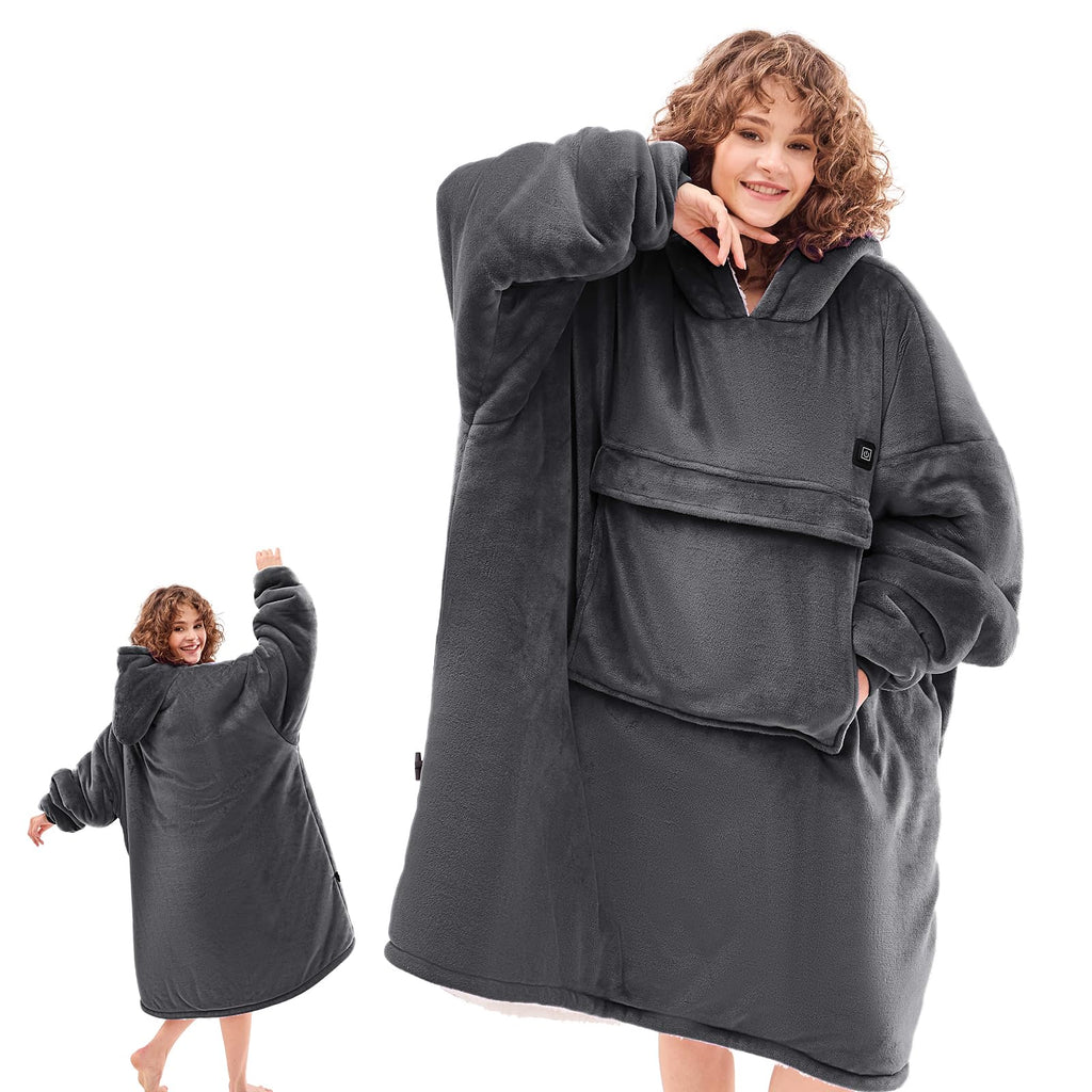 CYMULA Oversized Wearable Blanket Hoodie Gifts for Women Men, Grey