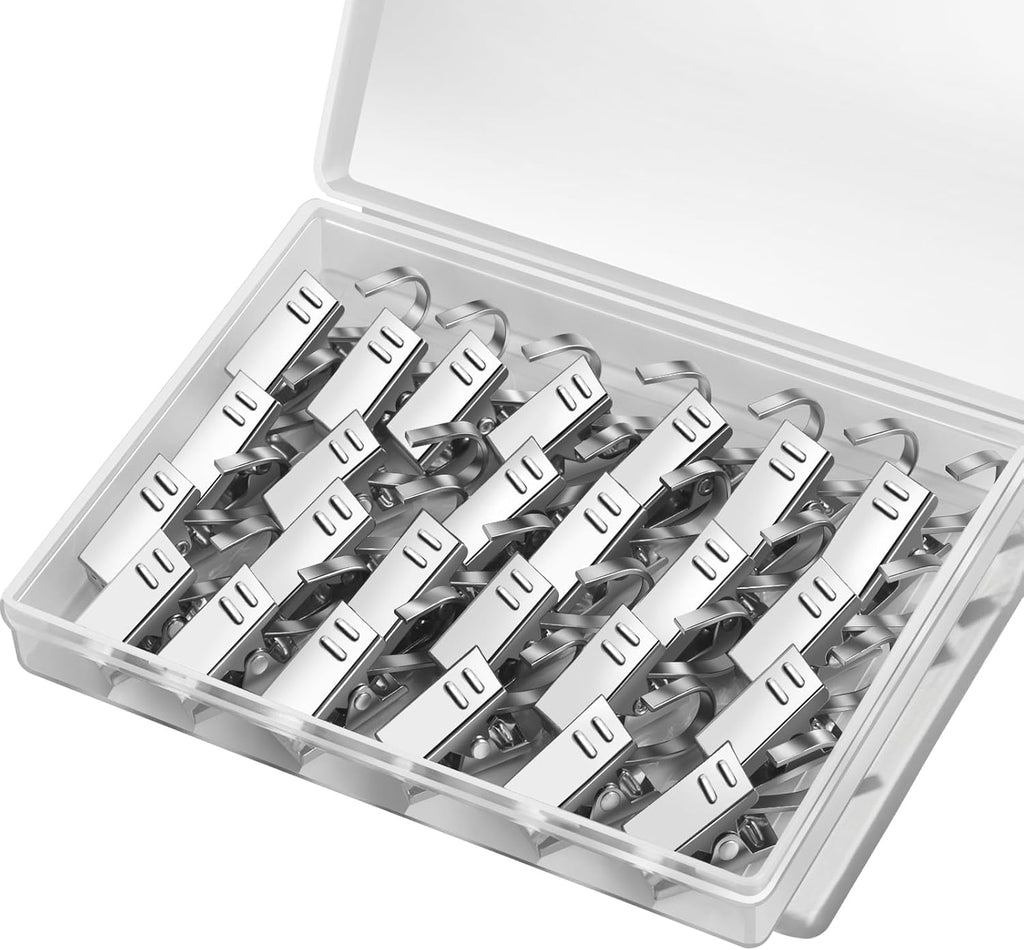 Teenitor Curtain Clips - 25 Pack Stainless Steel Hooks for Hanging Curtains | Perfect for Decorations
