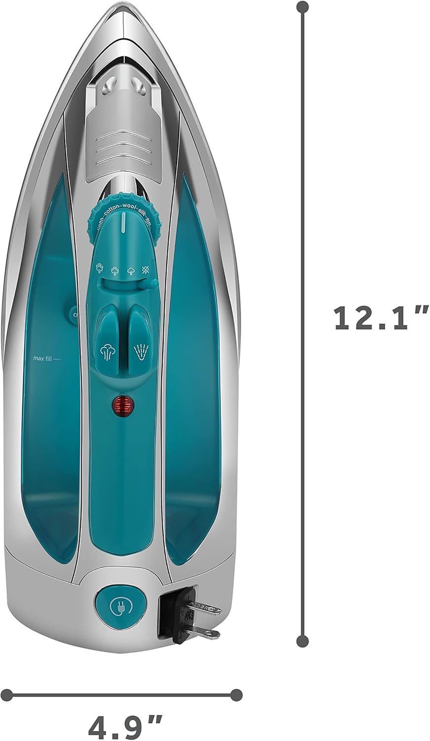 Sunbeam Turbo Steam Iron - 1400W Quick Heat with Stainless Steel Soleplate | 240ml Water Tank, White & Teal