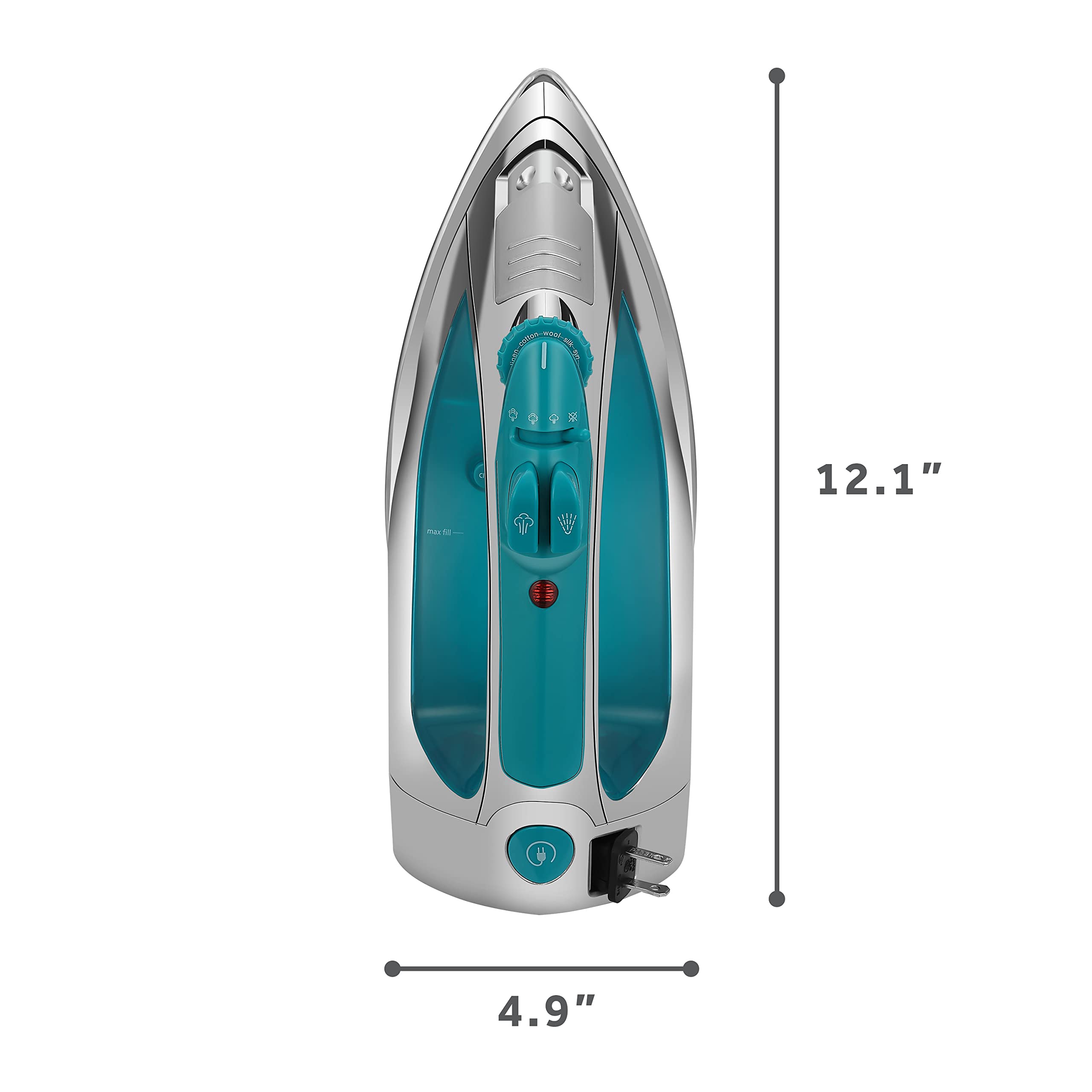 Sunbeam Turbo Steam Iron 1400W Quick Heat Stainless Steel Soleplate Shot of Steam Horizontal and Vertical 3 Way Auto Off 240ml Water Tank White Teal