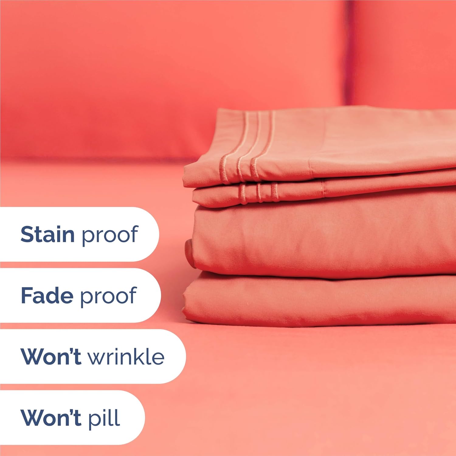 Regine Switzerland Split King Size Sheet Set - Comfy Cooling Bedding - Luxury 5-Piece Coral Set with Deep Pockets