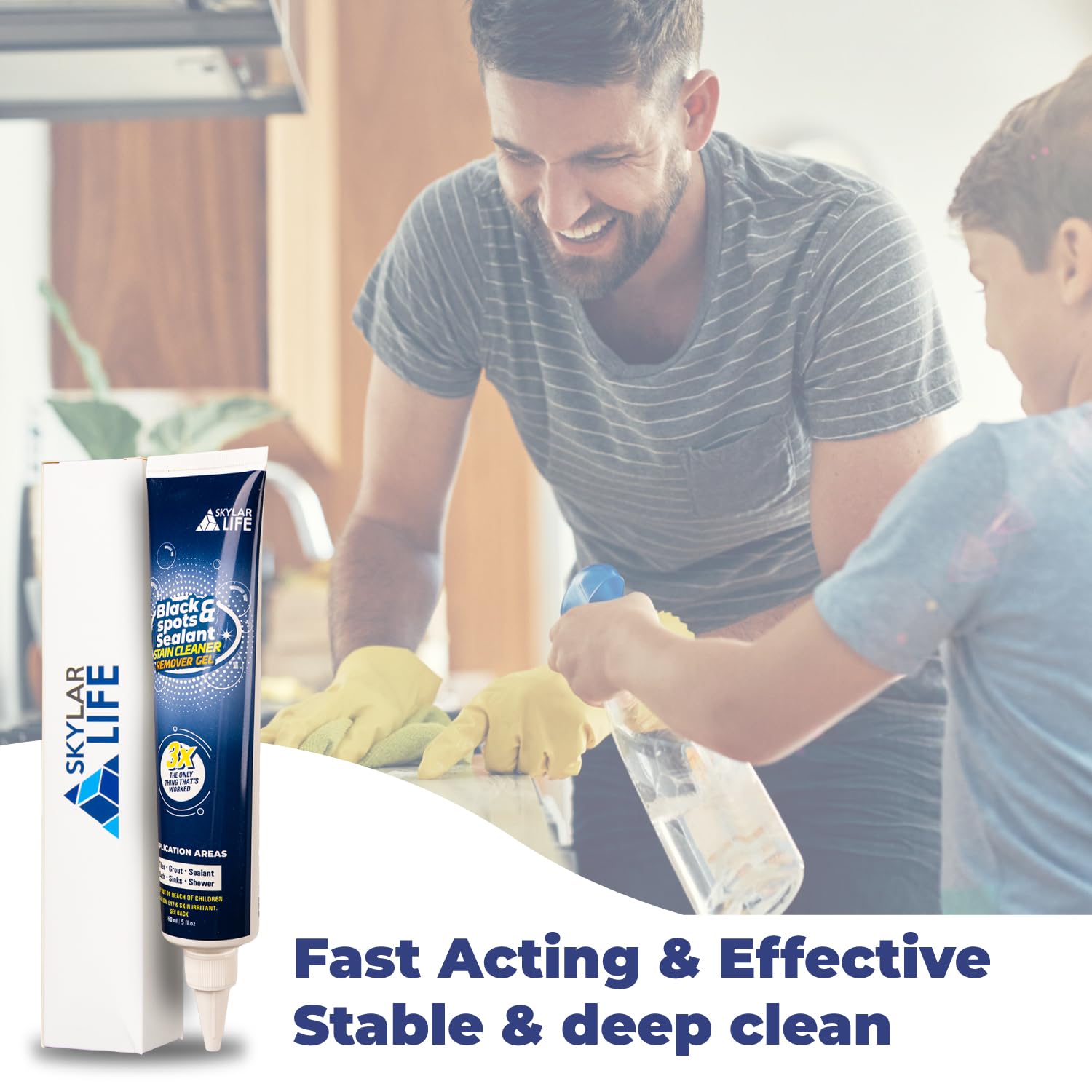 Skylarlife Rubber Stain Whitener Gel - Effective Sealant for Silicone Caulk in Bathroom & Kitchen