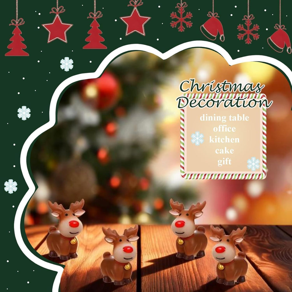 Skiennix Mini Reindeer Figurines - 5pcs Cute Resin Elk Statues for Christmas Crafts & Home Decor