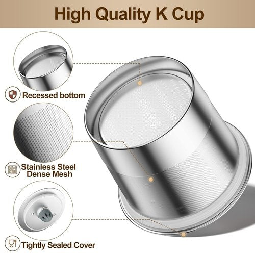 RETHONE Reusable K Cups for Keurig:Refillable K Cups Coffee Pods for Keurig 1.0 & 2.0 Coffee Machine,Stainless Steel Coffee Filters-SUS 304‌, Easy to Clean,Lid-Body Tight Seal