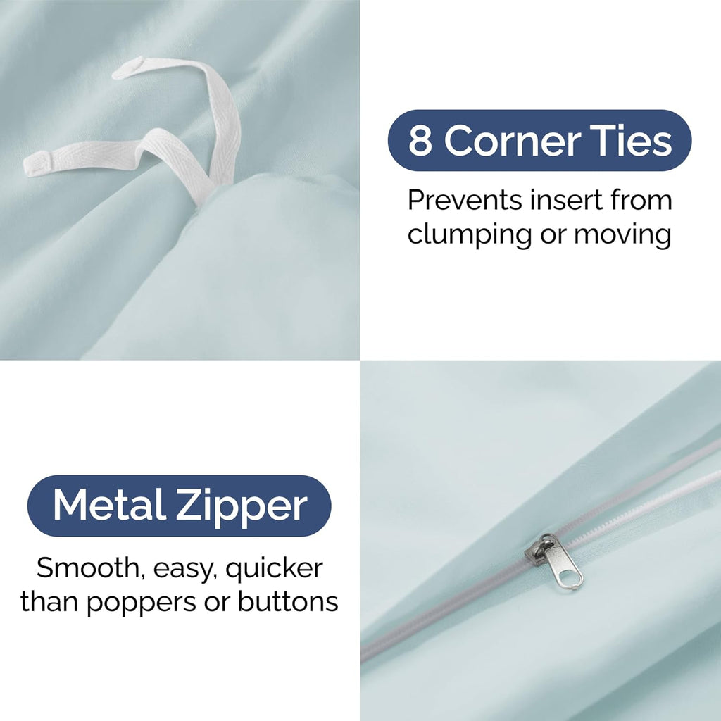 Queen Duvet Cover Set by [Brand Name] - Extra Soft Hotel Luxury 90" x 90" with 2 Pillow Shams | Easy Care, Fade-Free, Zipper Closure - Comfy & Breathable (Ice Blue)