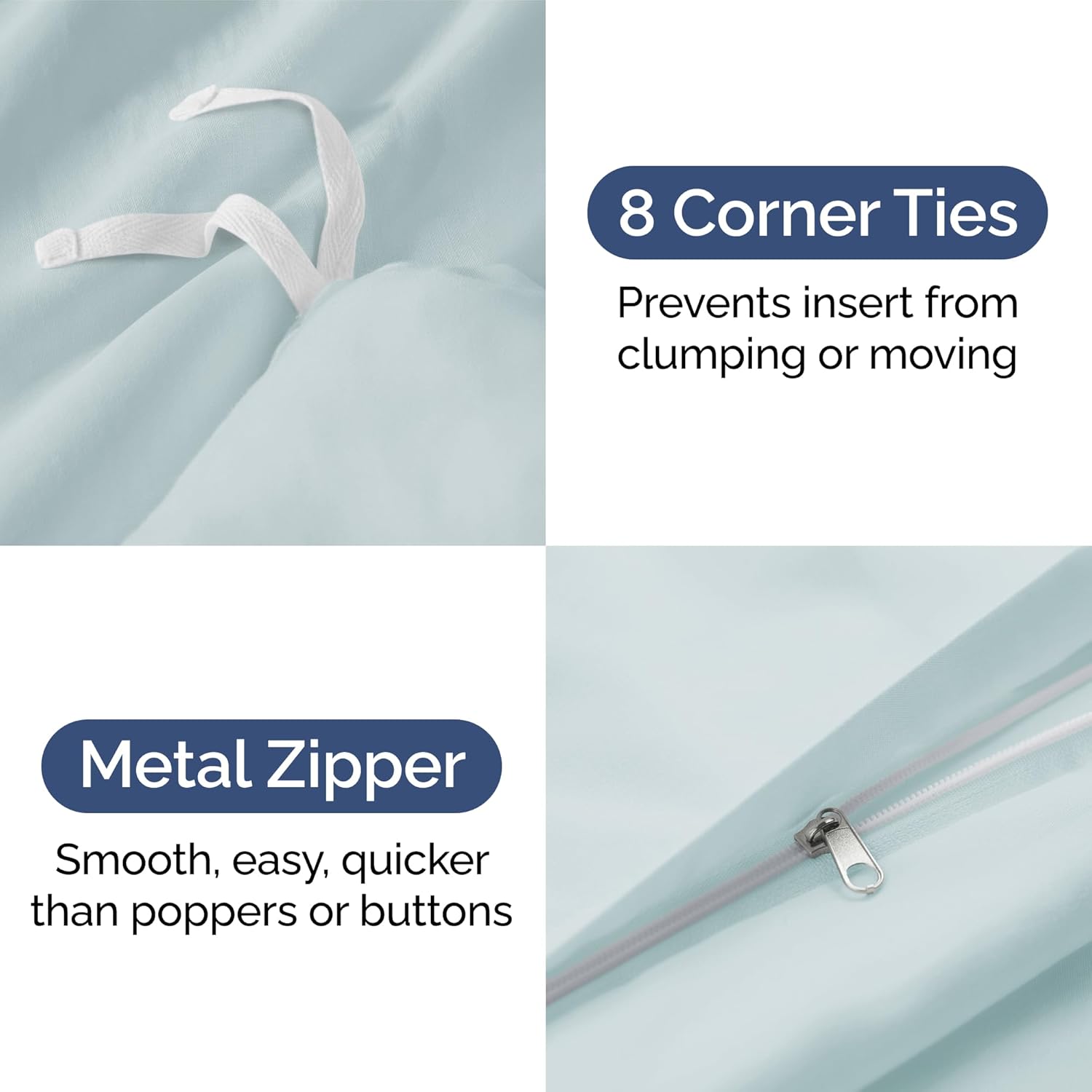 Queen Duvet Cover Set by [Brand Name] - Extra Soft Hotel Luxury 90" x 90" with 2 Pillow Shams | Easy Care, Fade-Free, Zipper Closure - Comfy & Breathable (Ice Blue)