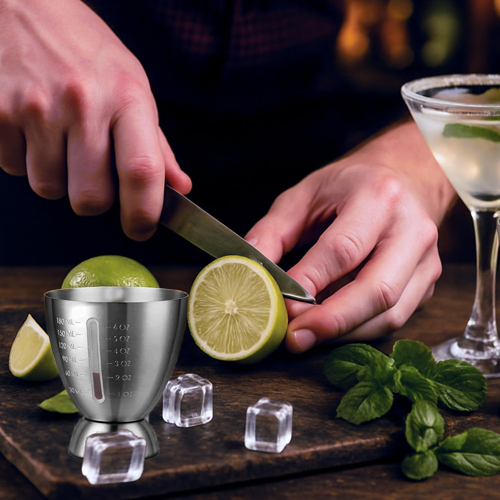 Cocktail Measuring Jigger for Bartending with Graduated Markings 1 oz to 6oz Heavy Duty 18/8 Multi-Unit Measure Stainless Steel Shot Measure Cup