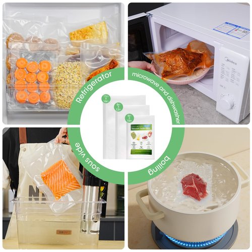 L'ELEF MISTICO Precut Vacuum Sealer Bags for Food, 50 Gallon 11" x 16" & 50 Quart 8" x 12" & 50 Pint 6" x 10" BPA Free Food Saver, Vacuum Storage for Sous Vide and Freezer