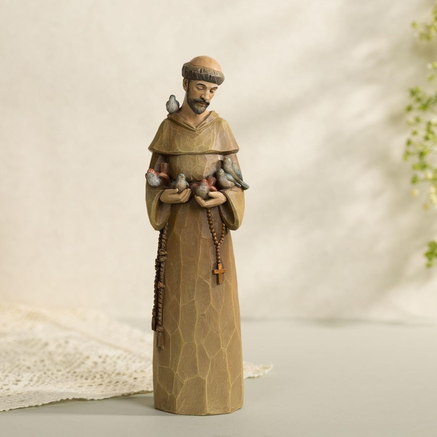 St. Francis Statue - 12 Inch Premium Resin Sculpture | Preaching to Birds, Perfect for Garden Decor