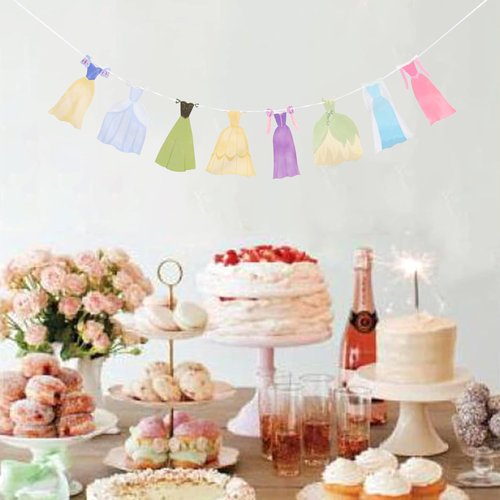 Princess Party Bunting Banner - Princess First Birthday Party Banner,Dress Banner Birthday Decoration, Girl's 1st Party Supplies (banner)