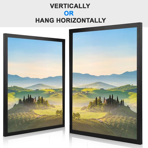 HUKONHEP 17x24 Black Picture Frames, Photos Frame with Plexiglass, Wall Gallery Photo Frames, Horizontal and Vertical for Wall Mounting, Home Office Decoration