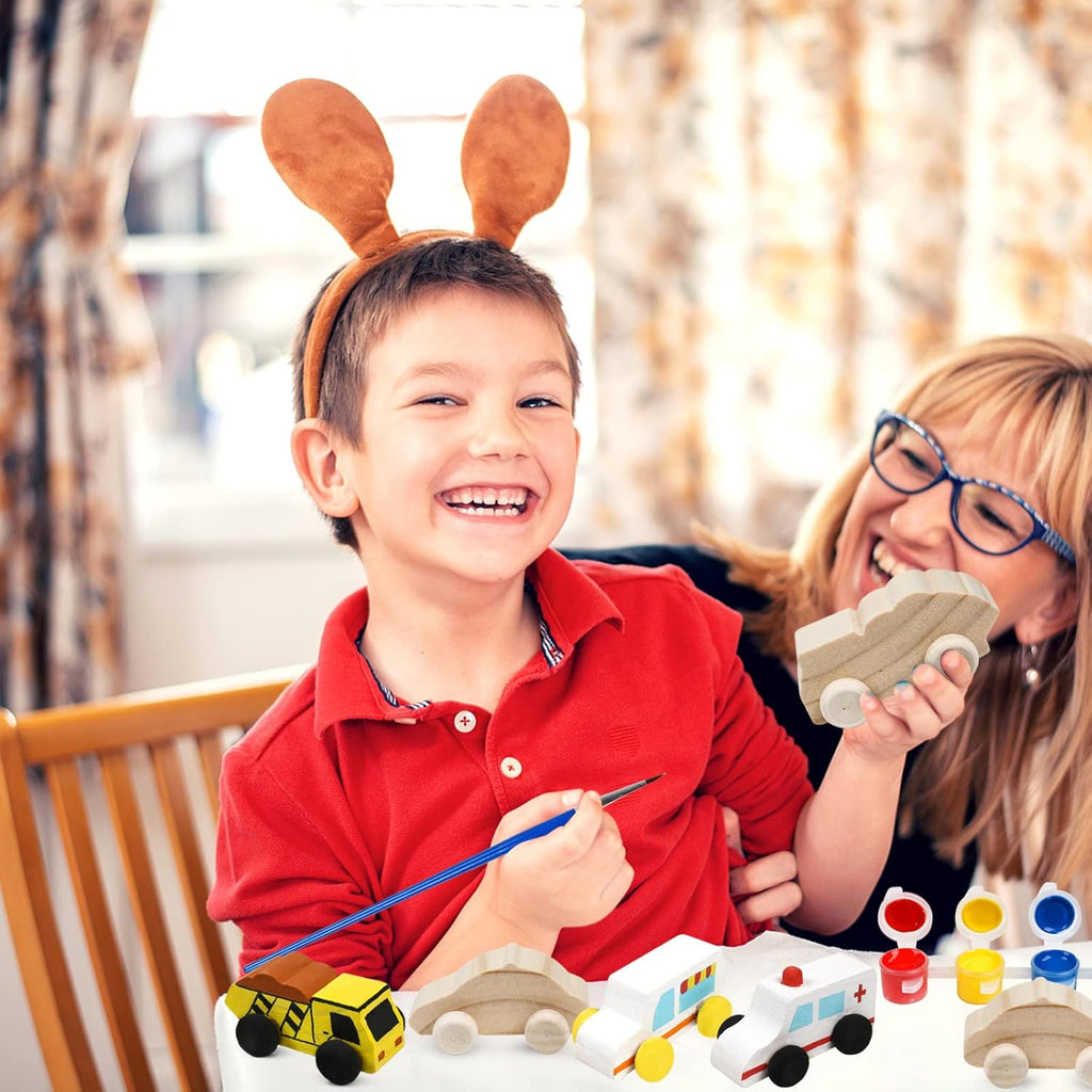WANTKA Wooden Car DIY Kit - 12 Unfinished Cars for Easy Painting & Crafting | Perfect Family Activity