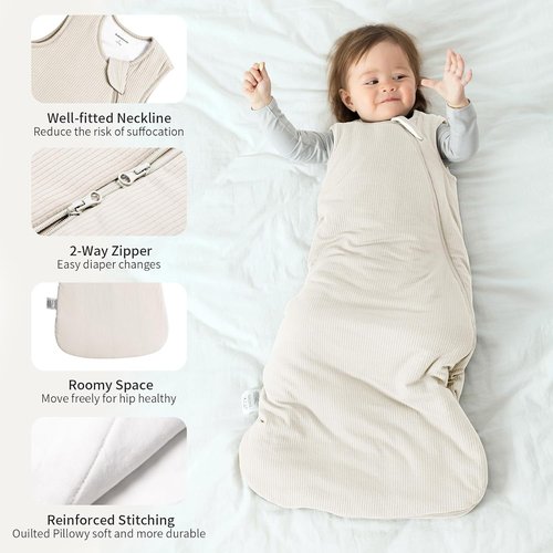 BubblePanda Bamboo Sleep Sack - Supersoft 1.0 Tog Breathable Wearable Blanket for 6-12 Months Babies