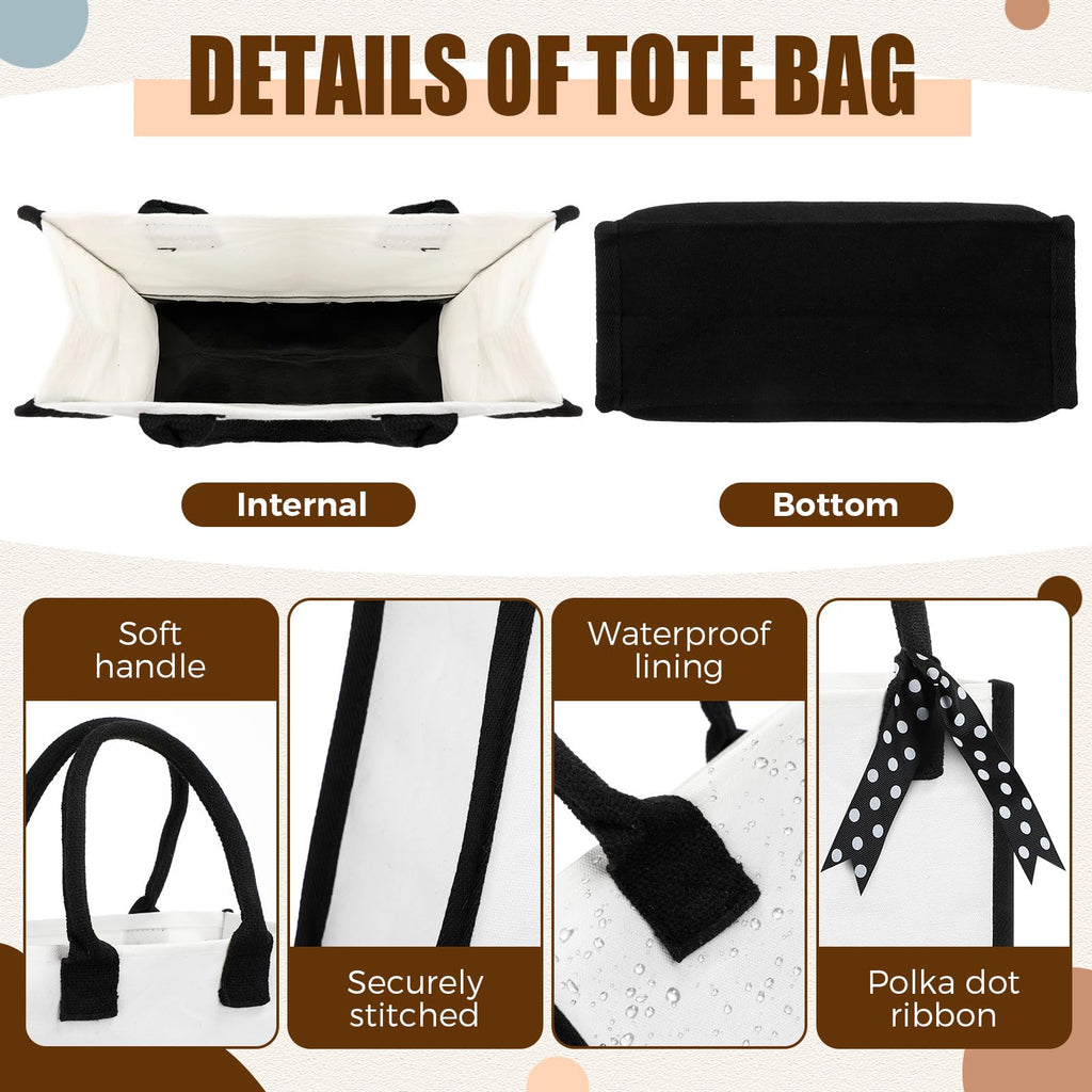 Sunnymove 12 Pcs Small Canvas Tote Gift Bags Bulk for Women Size 10 x 10 x 4 Inch Sublimation Personalized Blank Shopping Tote with Handle for Wedding Bridesmaid Birthday Party