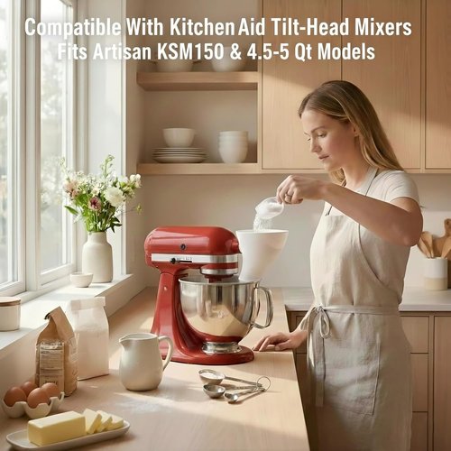 KitchenAid Flour Funnel - Easy-Pour Baking Accessory for 4.5-5 Qt Tilt-Head Mixers | Dishwasher-Safe, White