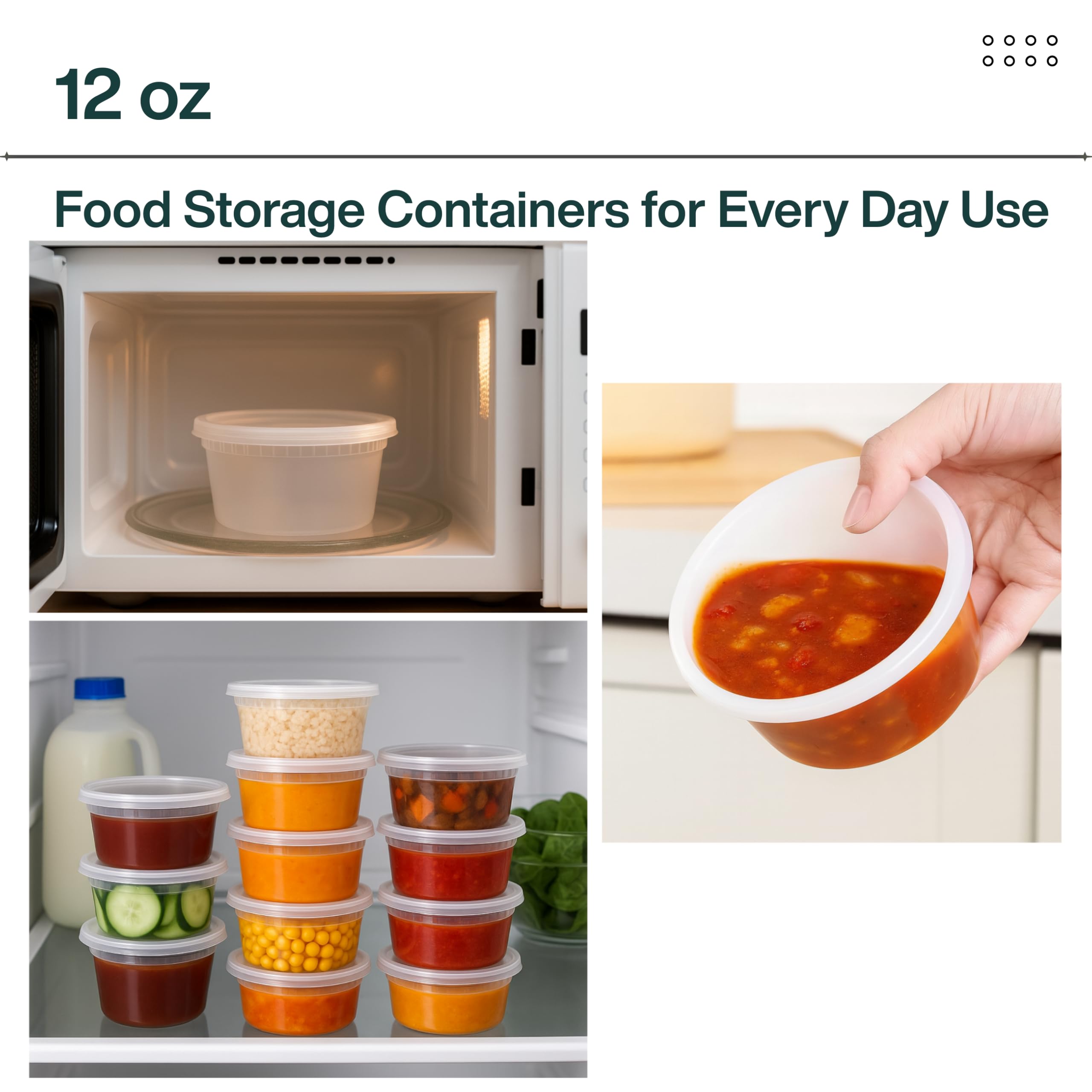 ProTakeOut [12oz-240 Set Plastic Deli Containers with Lids - BPA Free Clear Soup Containers with Airtight Lids, Leak Resistant Food Storage for Meal Prep, Stackable/Microwave/Dishwasher/Freezer Safe