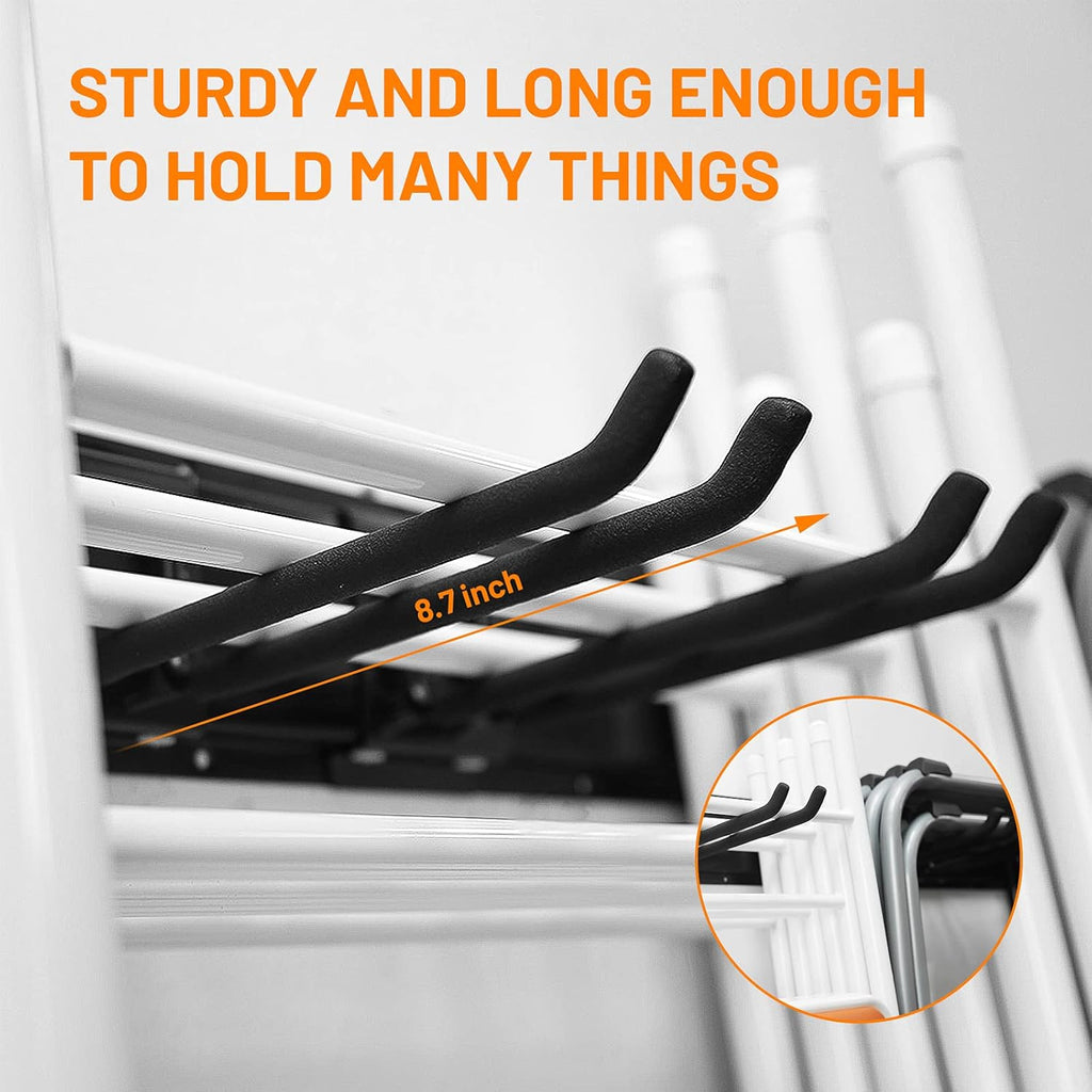 Wallmaster Garage Storage Organizer - Heavy-Duty Wall Mount Tool Rack with 6 Adjustable Hooks | 48-Inch Tracks, 450lb Capacity