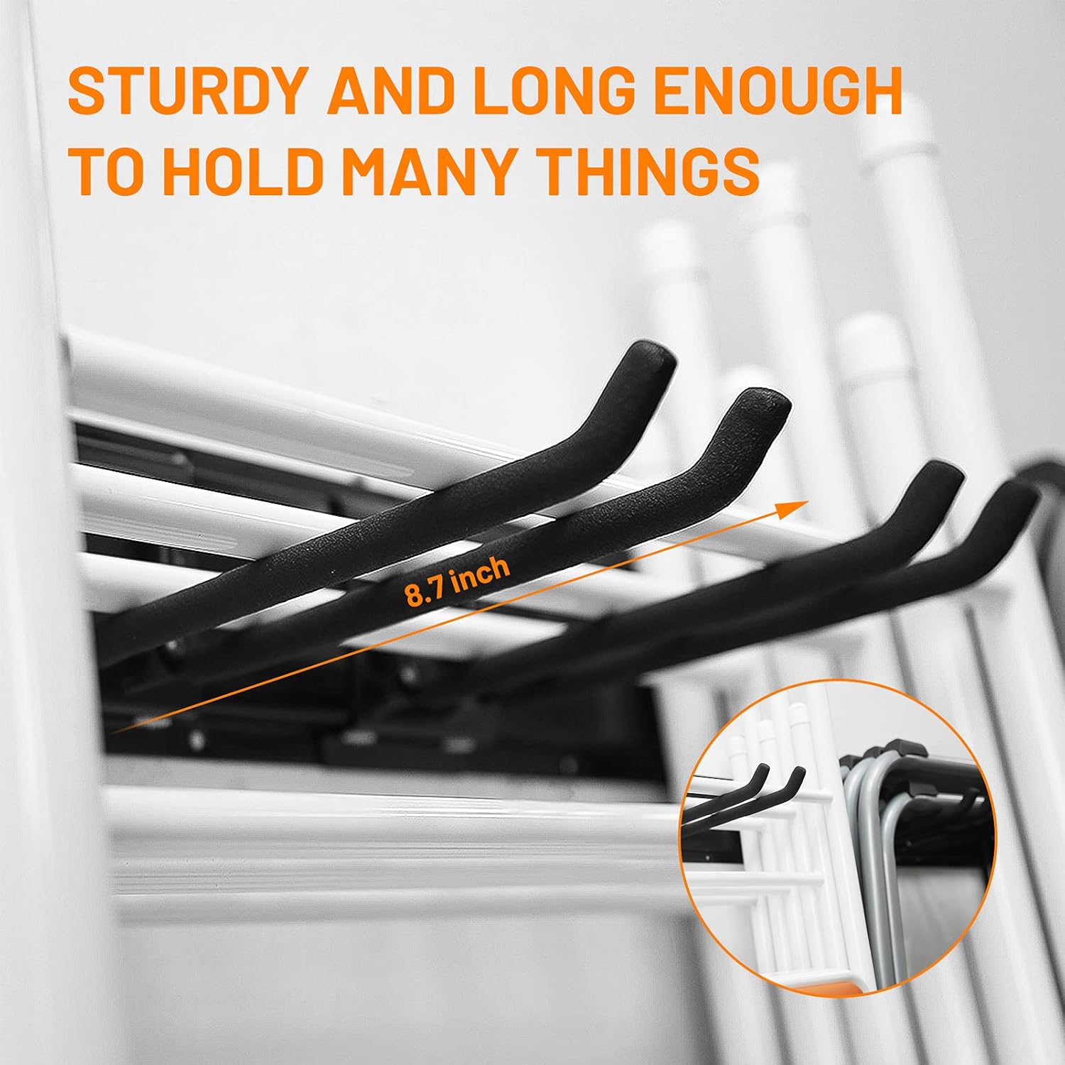 Wallmaster Garage Storage Organizer - Heavy-Duty Wall Mount Tool Rack with 6 Adjustable Hooks | 48-Inch Tracks, 450lb Capacity