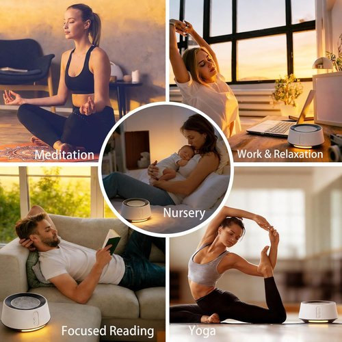 BGOVERSS White Noise Sound Machine - 20 Soothing Sounds & 10 Color Night Light | Perfect for Home, Office & Travel